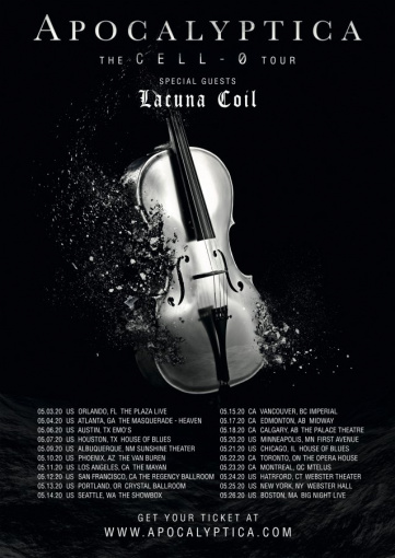 APOCALYPTICA Announces May 2020 North American Tour With LACUNA COIL