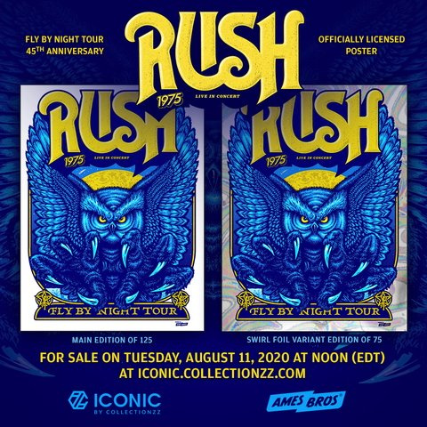 Official Limited-Edition RUSH Screenprints To Celebrate 45th Anniversary Of 'Fly By Night' Album And Tour